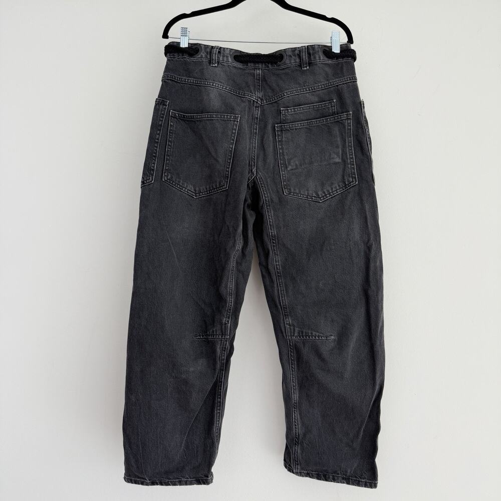 Free People Moxie Low Slung Barrel Jeans Womens 27 Black Patchwork Boho Pants - Picture 6 of 11